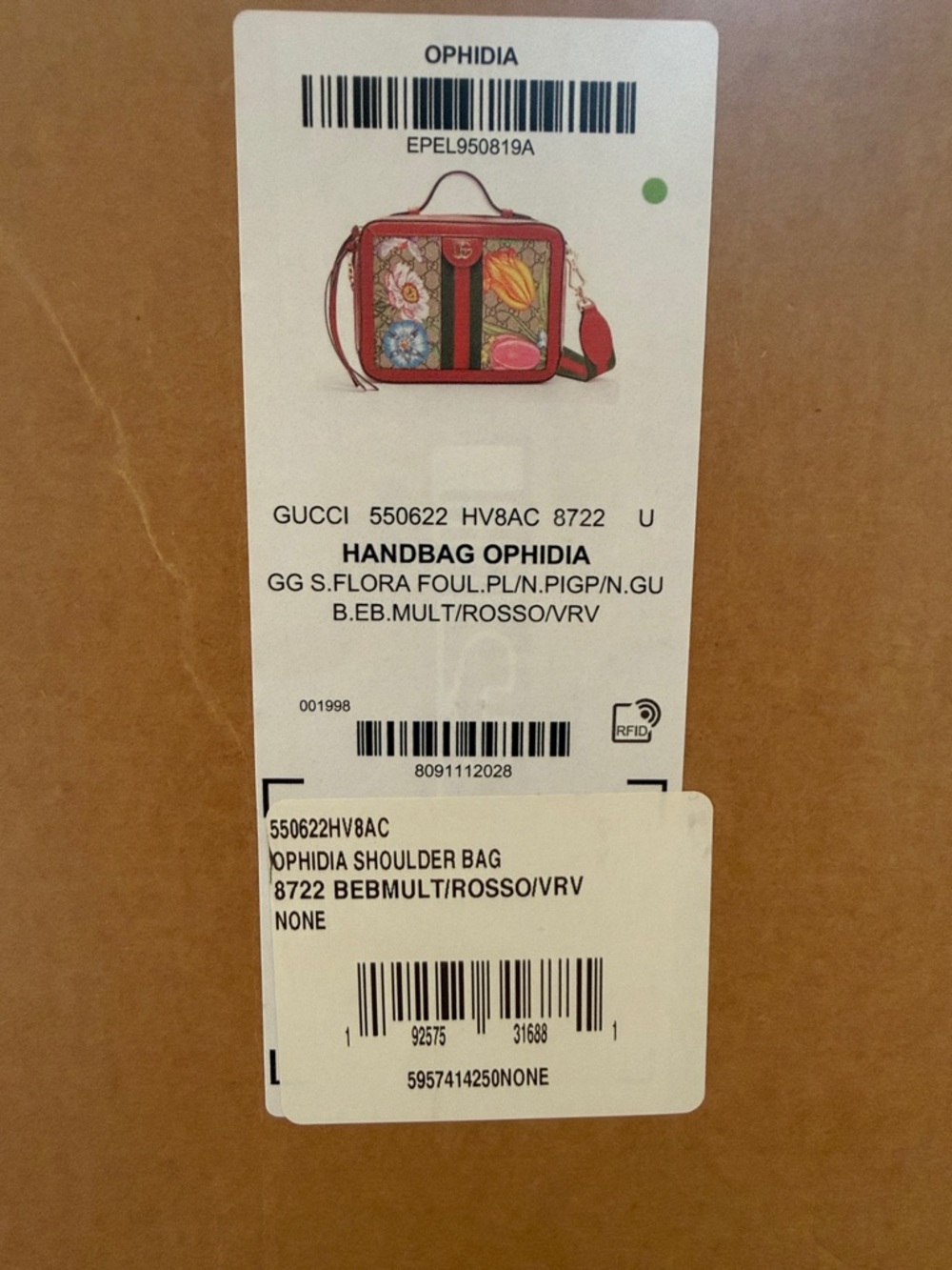 Gucci Ophidia GG Flora Shoulder Bag Small Red Trim NWT $2300